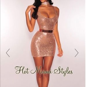 Rose gold sequin dress